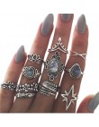 RAVIMOUR 7 Style Vintage Knuckle Rings dla kobiet boho geometryczne pierścionek z kryształem w kształcie kwiatu zestaw czeski Mi