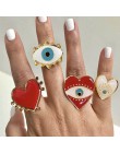 2019 nowy regulowany złoto czerwone serce złe oko modny pierścienie dla kobiet kobieta popularne słodkie złe oko love Heart złot