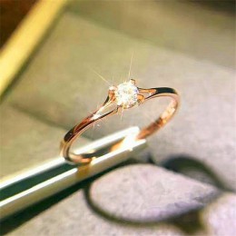 Boho kobiet kryształ cyrkon kamień pierścień śliczne małe 925 srebro różowe pierścień na palec w kolorze złotym obietnica obrącz