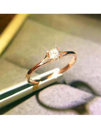 Boho kobiet kryształ cyrkon kamień pierścień śliczne małe 925 srebro różowe pierścień na palec w kolorze złotym obietnica obrącz