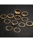RscvonM 12 sztuk/zestaw urok złoty kolor Midi Ring Finger zestaw dla kobiet w stylu Vintage Boho pierścionki na środek palca Par
