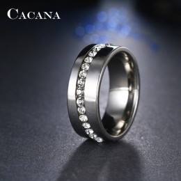 CACANA pierścienie ze stali nierdzewnej dla kobiet Slash linii CZ spersonalizowane niestandardowe moda biżuteria hurtowych, ale 
