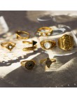 Tocona 10 sztuk/zestaw Bohemia antyczne złoto srebro strzała liść rzeźbione pierścienie zestawy Rhinestone Knuckle pierścionki d