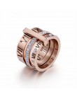 Rhinestone pierścionki dla kobiet ze stali nierdzewnej złoto/srebro/różowe cyframi rzymskimi pierścienie kobiet obrączki ślubne 