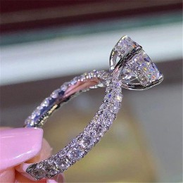 Urok pełna cyrkon kryształowy pierścionek zaręczynowy panie mody pierścień nowy 2018