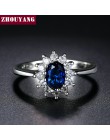 ZHOUYANG księżniczka Kate niebieski klejnot utworzono niebieski kryształ kolor srebrny ślub Finger kryształowy pierścień biżuter