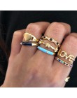 8 sztuk/zestaw czeski Evil Eye miłość serce gwiazda kryształowe Rings dla kobiet klejnoty geometria złota Midi biżuteria na palc