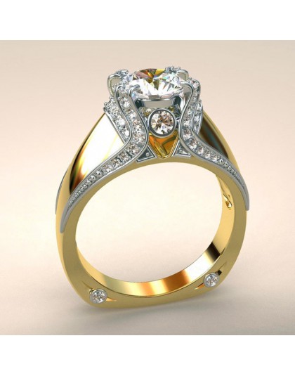 W stylu Vintage kobiet cyrkon kamień pierścień unikalny styl kryształ srebrny złoty kolor ślub pierścień obietnica pierścionki z