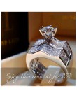 Boho kobiet kryształ cyrkon Wedding pierścień zestaw moda 925 srebrny duży kamień palec pierścień obietnica ślubne pierścionki z