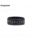 P1808 Dongmanli Punk moda styl Retro antyczne biżuteria męska Viking pierścień kobiet czarny Amulet Vintage Norse Rune pierścien