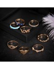 8 sztuk/zestaw czeski Evil Eye miłość serce gwiazda kryształowe Rings dla kobiet klejnoty geometria złota Midi biżuteria na palc