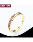 ZHOUYANG obrączka dla kobiet miłośników proste cyrkonia różowe złoto kolor moda biżuteria ZYR314 ZYR317