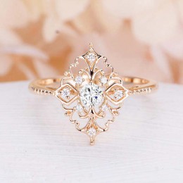 JYA Retro kobiety pierścionki styl barokowy luksusowy róża złoty kwiat kształt obrączka oświadczenie biżuteria Vintage Diamante 