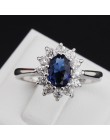 ZHOUYANG księżniczka Kate niebieski klejnot utworzono niebieski kryształ kolor srebrny ślub Finger kryształowy pierścień biżuter