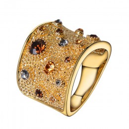 Viennois szeroki złoty kolor palec wielokolorowe dżetów betonowa pierścionek koktajlowy rozmiar 6 7 8 9 pierścienie dla kobiet m