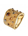 Viennois szeroki złoty kolor palec wielokolorowe dżetów betonowa pierścionek koktajlowy rozmiar 6 7 8 9 pierścienie dla kobiet m