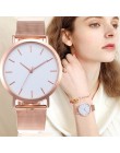 Zegarki damskie różowe złoto proste mody kobiet zegarek na rękę luksusowe zegarek dla pań kobiety bransoletka Reloj Mujer zegar 
