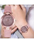 Dropshipping kobiety romantyczna rozgwieżdżone niebo zegarek na rękę skóra Rhinestone projektant panie zegar YOLAKO marka Relogi