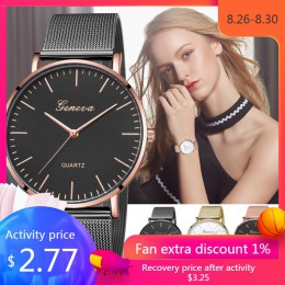 Nowoczesne moda czarny zegarek kwarcowy mężczyźni kobiety siatki ze stali nierdzewnej pasek do zegarków wysokiej jakości zegarek
