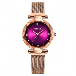 Luksusowe złota róża kobiety zegarki moda diament panie gwiaździste niebo magnes zegarek wodoodporny kobiet zegarek na zegar na 