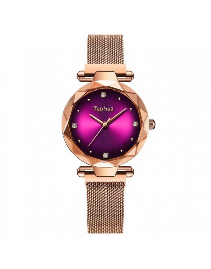 Luksusowe złota róża kobiety zegarki moda diament panie gwiaździste niebo magnes zegarek wodoodporny kobiet zegarek na zegar na 