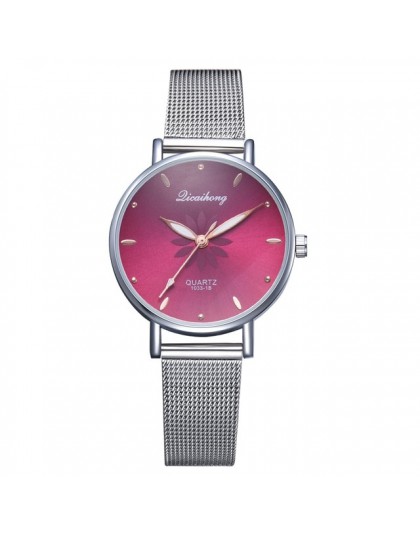 Damskie zegarki na rękę luksusowe srebrny popularne różowy wybierania kwiaty Metal bransoletka damska kwarcowy zegar mody zegare
