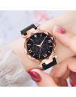 Top marka zegarki dla kobiet siatka z różowego złota klamra magnetyczna Starry Quartz Watch geometryczna powierzchnia Casual kob