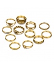 17 KM 12 sztuk/zestaw Urok Złoty Kolor Midi Finger Ring Set dla kobiety W Stylu Vintage Boho Knuckle Party Rings Punk Biżuteria 