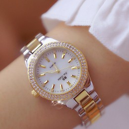 2019 panie zegarki sukienka złoty zegarek kobiety kryształowy diament zegarki ze stali nierdzewnej srebrny zegar kobiety Montre 
