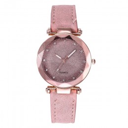 Panie minimalistyczna moda Casual romantyczny Starry Sky Wrist Watch skórzany Rhinestone pasek damski zegarek pamiątkowe prezent