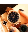 Luksusowe Starry Sky zegarek dla kobiet moda damska zegarek kwarcowy czerwony skórzany wodoodporny zegar relogio feminino zegare