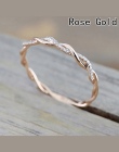 Okrągłe Pierścienie Dla Kobiet Cienkie Różowe Złoto Kolor Twist Rope Układania Obrączki Ze Stali Nierdzewnej bijoux