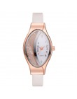 Kobiety moda luksusowe zegarki skórzany pasek kobiety bransoletka zegar elipsy Rhinestone PU Sport zegarek kwarcowy zegarek na r
