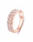 Najwyższej Jakości Złota Zwięzłe Klasyczna CZ Kryształ Wedding Ring Rose Złoty Kolor Austriackie Kryształy Hurtownie nj92