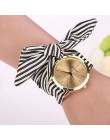 Damskie zegarki relojes mujer lato w stylu mody kobiety Floral Stripe tkaniny bransoletka zegarek kwarcowy Dial zegarek montre f