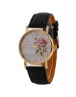 MINHIN New Arrival Rose wzór zegarki dla kobiet gorąca sprzedaży PU skórzany pasek na rękę zegarki prezent moda na co dzień stud