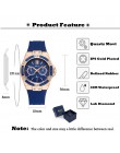 MISSFOX damskie zegarki Chronograph wzrosła złoty zegarek sportowy panie diament niebieski gumką Xfcs analogowe zegarki dla kobi