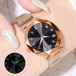 Kobiety zegarki 2019 marka luksusowa bransoletka zegarek kwarcowy pasek ze stali nierdzewnej magnes klamra gwiaździste niebo zeg