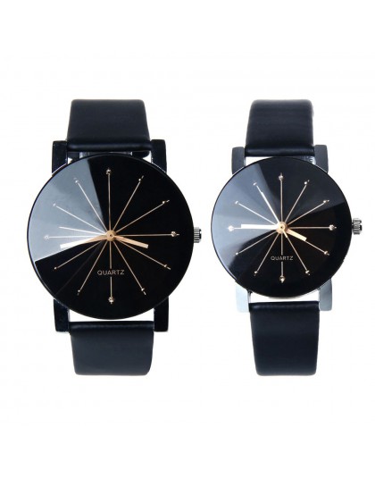 1 para para kochanek zegarki kwarcowe Dial zegar PU zegarek z paskiem skórzanym Relojes zegarek kobiety mężczyźni moda luksusowe