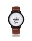 Nowy Relogio pary zegarek król i królowa skórzany zegarek kwarcowy męskie damskie moda Sport zegar męskie zegarki damskie zegark