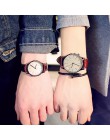 Moda w stylu Vintage Student zegarek dla pary skórzany kwarcowy Top marki męska zegarki sportowe na co dzień zegarek kobieta Rel