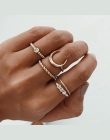 Krótkie 5 sztuk/zestaw CZ Kryształ Midi Rings dla Kobiet Czeski Księżyc Charms Pierścienie Wedding Party Punk Biżuteria walentyn
