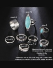 17 km Vintage Big Stone Midi Ring Set Dla Kobiet Boho Antyczne Kolor Srebrny Serce Kwiat Knuckle Pierścionki Boho Biżuteria anil