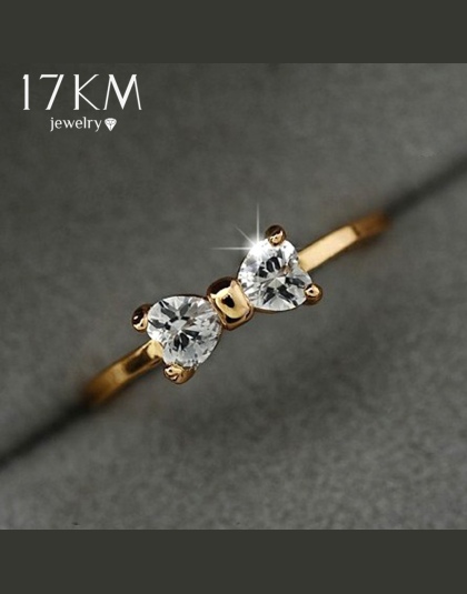 17 km Austria Kryształ pierścionki Złoty Kolor palec Łuk pierścień ślub zaręczyny Zircon Kryształowe Rings kobiet biżuteria hurt