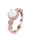 BOAKO Elegancki Rainbow Opal Pierścień Mody Biały CZ Ślub Biżuteria Złota Róża Wypełniony Zaręczynowy Obietnica Krążki dla Kobie