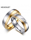 Meaeguet Romantyczne Obrączki Dla Kochanka Złota-Kolor Stal nierdzewna Para Pierścienie Zaręczynowe Biżuteria Obrączki