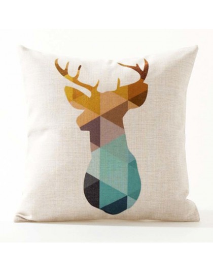 Nordic geometryczny poszewki na poduszki strzały jelenie Elk Sofa poduszki dekoracyjne poszewka na poduszkę 45*45 pościel beżowy
