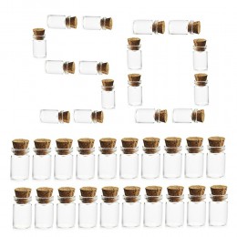 HIPSTEEN 50 sztuk 11*22MM 1ML miniaturowe szklane butelki puste buteleczki na próbki z korka korki do wyroby dekoracyjne diy