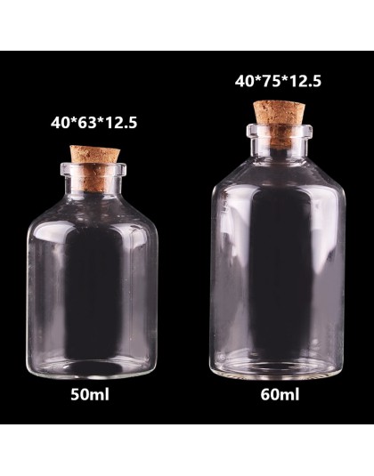 20 sztuk 50 ml 60 ml małe szklane butelki z korka korek puste pojemnik na przyprawy słoiki prezent rzemiosło fiolki