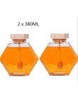 Szklany słoik na miód na 220 ML/380 ML Mini małe miód pojemnik na butelki z drewnianą Pałeczka do miodu łyżka